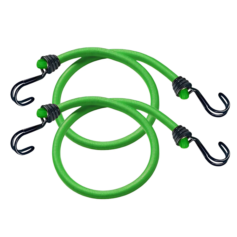 Zestaw 2 linek bungee 80 cm – Podwójny odwrócony hak – Kolor: zielony