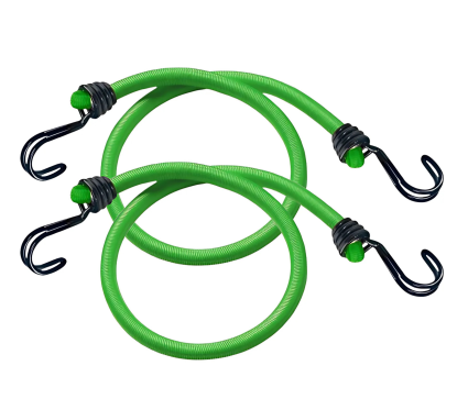 Zestaw 2 linek bungee 80 cm – Podwójny odwrócony hak – Kolor: zielony