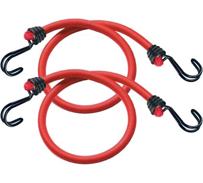 Zestaw 2 linek bungee 60 cm – Podwójny odwrócony hak – Kolor: czerwony