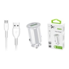 Ładowarka samochodowa do telefonu FAST QC 3.0 + kabel micro USB - eXtreme® Ampere - 3A - ACCU3QC30B+CM