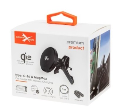 Uchwyt samochodowy PREMIUM z ładowarką indukcyjną / bezprzewodową eXtreme® - typ:O-16 W MagMax Qi2
