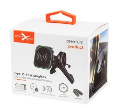Uchwyt samochodowy PREMIUM z ładowarką indukcyjną / bezprzewodową eXtreme® - typ:O-17 W MagMax