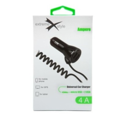 Ładowarka samochodowa micro USB + 2 x USB - eXtreme® Ampere - 4A - ACCM2U4B