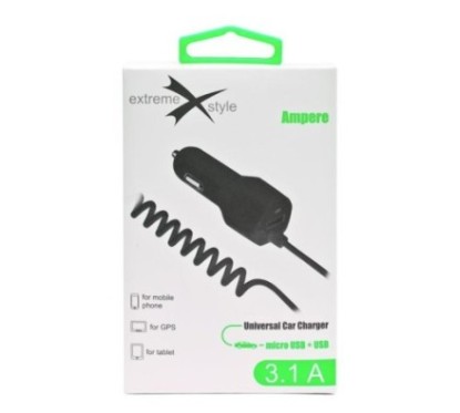 Ładowarka samochodowa micro USB + USB - eXtreme® Ampere - 3.1A - ACCMU31B