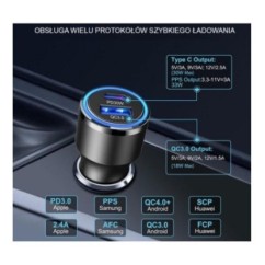 Ładowarka samochodowa USB Typ-C + USB - eXtremestyle® - 48 W - CC48CU